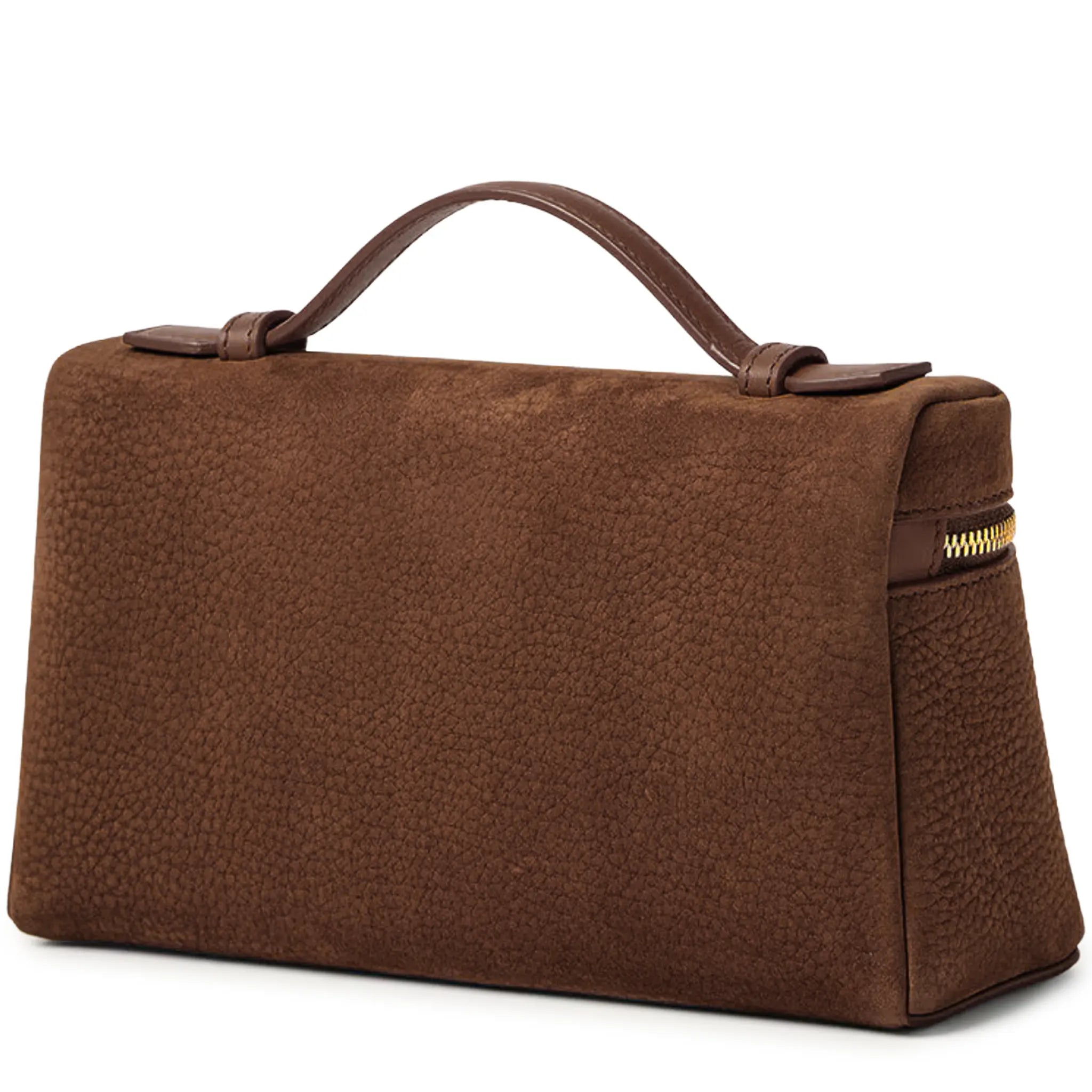 Front Side View of Loro Piana Extra Pocket L19 Calfskin Brown Sun Gold Shoulder Bag FAP6658_B5OA